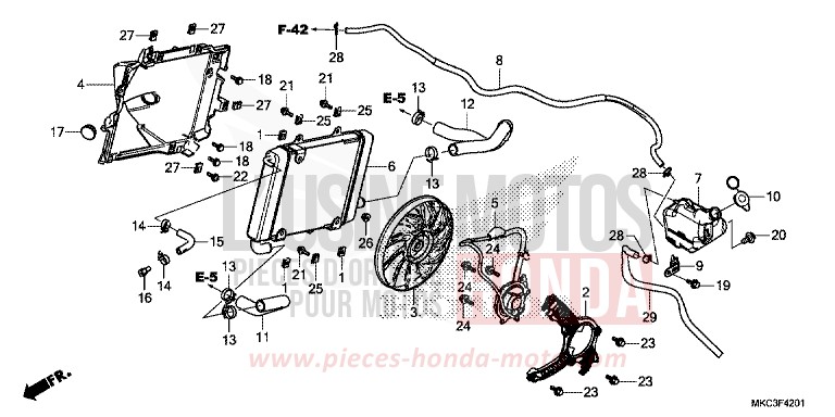 RADIATOR (L.) for Gold Wing CANDY ARDENT RED (R367) from 2018